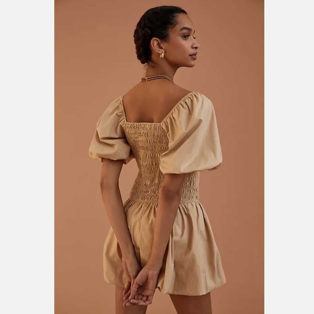 NWT Anthropologie Sz M Endless Rose Smocked Puff Sleeved Mini Dress